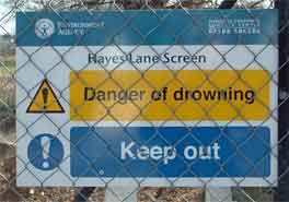 Whilst I am all for keeping things safe, I think you would have to work hard to drown in this bit of the River Ravensbourne at Hayes Lane!